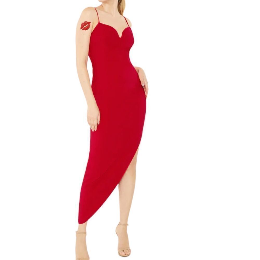 Likely Red Keela Flowy Maxi Sweetheart Neckline Gown Asymmetric Hem New Size 2